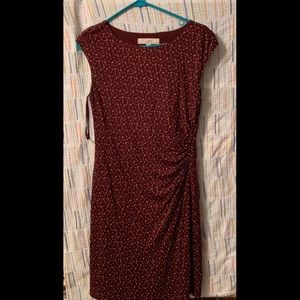 Burgundy Petite Ruched Loft Dress